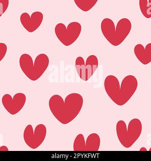 Joli motif coeurs rouges sans coutures. Arrière-plan du vecteur Groovy déformé. Style rétro pour impression sur textile, papier d'emballage. Imprimé rose pour princesse Illustration de Vecteur