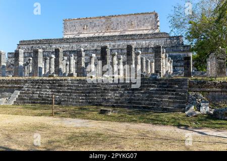 Temple des Warriors, Templo de los Guerreros, Chichen Itzá, ruines mayas, Yucatan, Mexique Banque D'Images