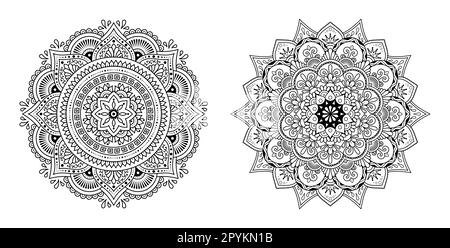 Mandala fleur. Éléments décoratifs.Islam, arabe, indien, marocain, Espagne, turc, Motifs Pakistan, chinois, mystique, pouf. Page de livre de coloriage Illustration de Vecteur