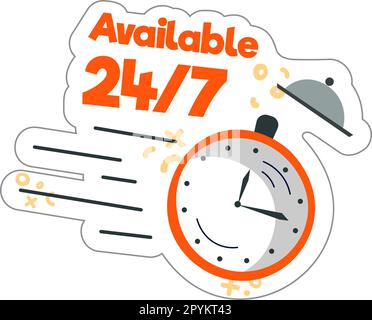 Disponible 24 7 h/24, 7 h/24, 7 h/24, 7 h/24 Illustration de Vecteur