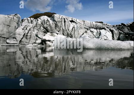 Glacier de Solheimajökull sur la côte sud de l'Islande. Banque D'Images