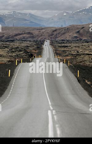 Route 42 sur la péninsule de Reykjanes, Islande. Banque D'Images