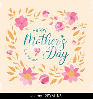 Modèle de post-création pour les médias sociaux de la fête des mères à motif floral Illustration de Vecteur