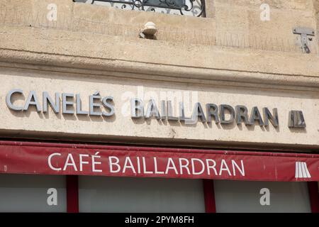 Bordeaux , Aquitaine France - 02 27 2023 : Canele Baillardran logo texte et marque chaîne de marque magasin local de pâtisserie française Compagnie traditionnelle Canelé f Banque D'Images