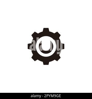 Lettre U dans l'engrenage, équipement symbole géométrique simple logo vecteur Illustration de Vecteur