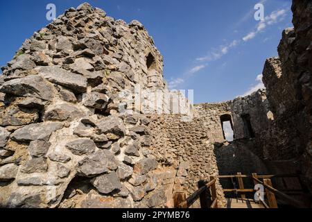 castillo de Montsegur, siglo XIV, castillo cátaro, monte PoG , Ariège, pirineos orientales,Francia, europa Banque D'Images