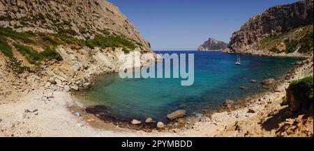 Playa de Cala Boquer, péninsule de Formentor, Pollença. Parque Natural de la Sierra de Tramuntana. Mallorca. Islas Baleares. L'Espagne. Banque D'Images