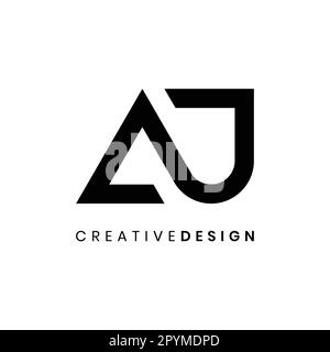 Design moderne et créatif avec logo AJ. Lettre abstraite AJ Infinity en forme de noir illustration Illustration de Vecteur