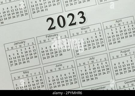 Fond papier du calendrier de 2023 ans pour la conception présentant votre idée votre entreprise. Banque D'Images