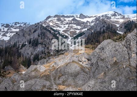 Paysage des montagnes Hochschwab dans les Alpes Limestone du Nord de l'Autriche. Banque D'Images