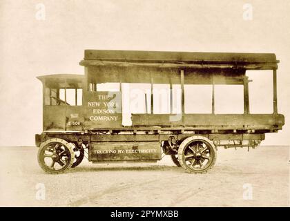 Camion électrique début des années 1900, Old Electric Truck vers 1900, New York Edison Company, EV History Banque D'Images