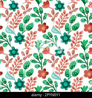 Motif fleuri sans couture. Illustration vectorielle avec fleurs et feuilles aquarelles. Fond fleuri pour des imprimés tendance. Textile, papier peint, emballage Illustration de Vecteur