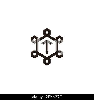 Cadre hexagonal en forme de lettre T, vecteur de logo de symbole simple géométrique hexagonal Illustration de Vecteur