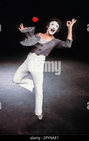 Marcel Marceau comme BIP The Clown au Old Vic, Londres SE1 20/08/1984 Banque D'Images