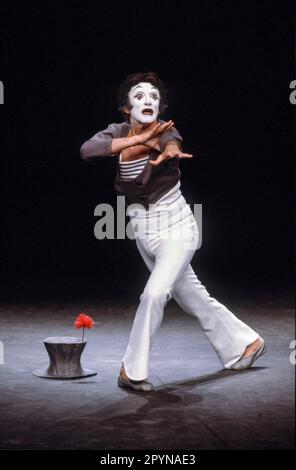 Marcel Marceau comme BIP The Clown au Old Vic, Londres SE1 20/08/1984 Banque D'Images