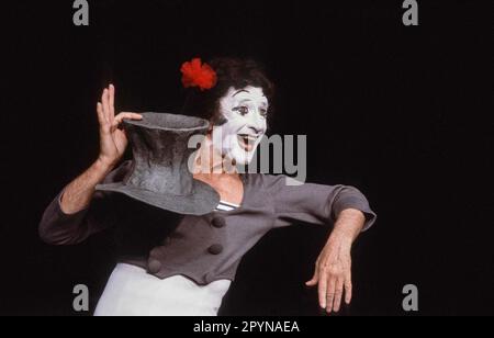 Marcel Marceau comme BIP The Clown au Old Vic, Londres SE1 20/08/1984 Banque D'Images