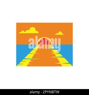 Coucher de soleil, mer, illustration symbole géométrique simple logo vecteur Illustration de Vecteur