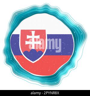Drapeau de Slovaquie dans le cadre. Badge du pays. Signe circulaire superposé autour du drapeau de Slovaquie. Illustration vectorielle élégante. Illustration de Vecteur