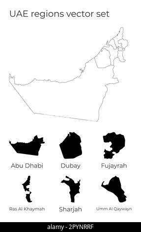 Carte des Émirats arabes Unis avec formes de régions. Carte vectorielle vierge du pays avec les régions. Frontières du pays pour votre infographie. Illustration vectorielle. Illustration de Vecteur