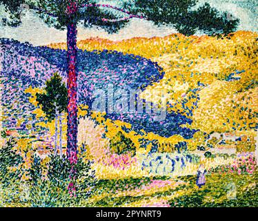 Vallée avec Fir; ombre sur la montagne peinture en haute résolution par Henri-Edmond Cross. Banque D'Images