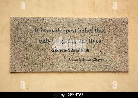 Plaque de Chavez, monument national de Cesar Chavez, Californie Banque D'Images