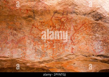 Pictogrammes, parc national et site historique Hueco Tanks, Texas Banque D'Images