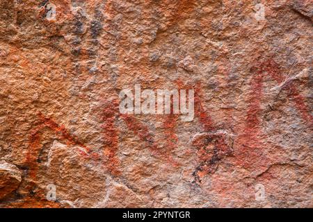 Pictogrammes, parc national et site historique Hueco Tanks, Texas Banque D'Images