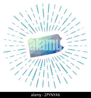 Forme de Pennsylvanie, rafale polygonale. Carte de l'état US avec des rayons étoiles colorés. Pennsylvania illustration dans le numérique, la technologie, Internet, ne Illustration de Vecteur