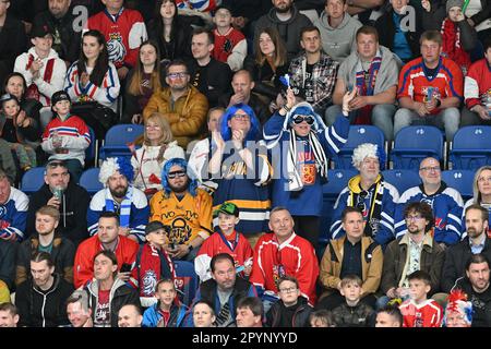 Brno, République tchèque. 04th mai 2023. Les fans qui se trouvent dans les stands lors du Euro Hockey Challenge font la comparaison entre la République tchèque et la Finlande, Brno, République tchèque, 4 mai 2023. Crédit: Vaclav Salek/CTK photo/Alay Live News Banque D'Images