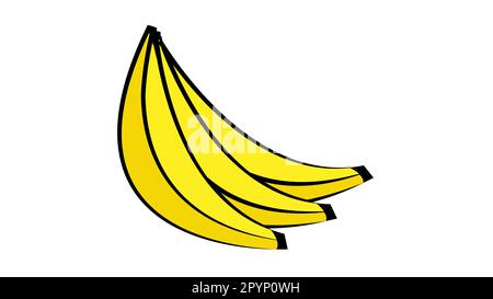 Ensemble de branches d'icône banane. Mode de vie sain. Collection de fruits frais. Carte éducative pour les enfants. Couleur jaune. Conception plate. Blanc. Illustration de Vecteur