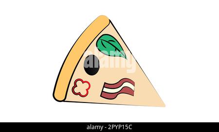 Tranche de pizza de salami. Illustration de clip art vectoriel avec dégradés simples. Le tout dans une seule couche. Illustration de Vecteur