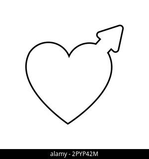 Icône simple linéaire noire et blanche d'un beau symbole d'une femme astronomique et Vénus au coeur pour la fête de l'amour le jour de la Saint-Valentin ou M Illustration de Vecteur