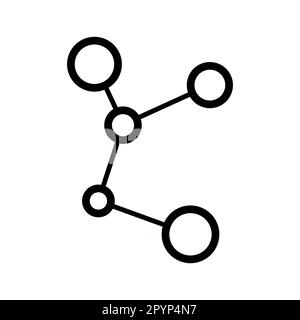 Un simple résumé scientifique diagramme chimique de la structure d'une molécule avec des atomes et des liaisons moléculaires de valences, un simple noir et blanc ico Illustration de Vecteur