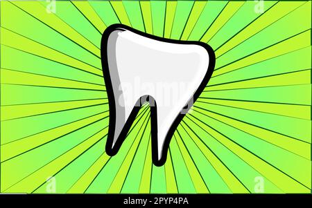 Dentaire médicale blanche saine dent molaire sur un fond de rayons verts abstraits. Illustration vectorielle. Illustration de Vecteur