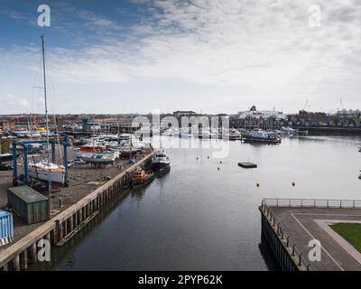 Vue sur la marina de Royal Quays, North Shields, Royaume-Uni Banque D'Images