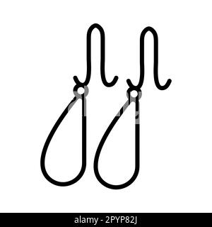 Noir et blanc simple icône linéaire de la mode glamour femme belles boucles d'oreilles, bijoux précieux or. Illustration vectorielle. Illustration de Vecteur