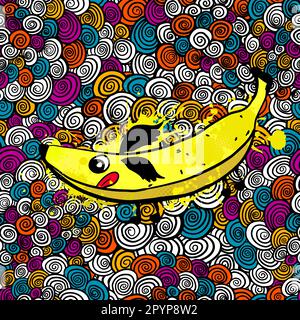 Style sans couture banane puildish gai. Illustration vectorielle Illustration de Vecteur