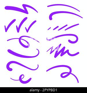 Logo Swoosh violet avec motif vectoriel dessiné à la main et motif accent sur la ligne Illustration de Vecteur