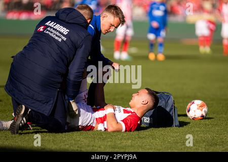 Aalborg, Danemark. 04th mai 2023. Younes Bakiz (23) d'AAB vu pendant le match de la coupe DBU entre Aalborg Boldklub et Silkeborg IF au parc Aalborg Portland à Aalborg. (Crédit photo : Gonzales photo/Alamy Live News Banque D'Images