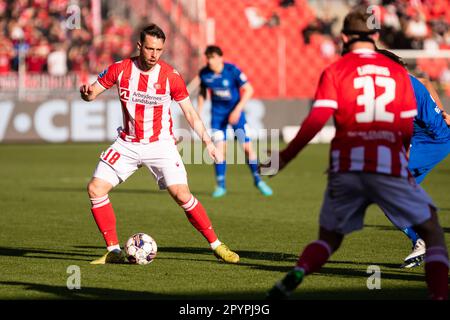 Aalborg, Danemark. 04th mai 2023. Louka Prip (18) d'AAB vu pendant le match de la coupe DBU entre Aalborg Boldklub et Silkeborg IF au parc Aalborg Portland à Aalborg. (Crédit photo : Gonzales photo/Alamy Live News Banque D'Images