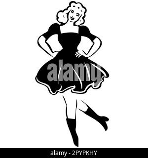 femme bobger dansant en noir et blanc illustration vectorielle minimaliste Illustration de Vecteur