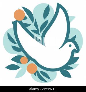 illustration vectorielle minimaliste du symbole de paix de pigeon blanc animal Illustration de Vecteur