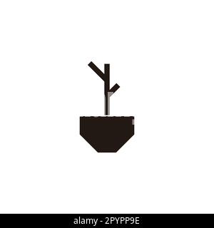 Pot, plante symbole géométrique simple logo vecteur Illustration de Vecteur