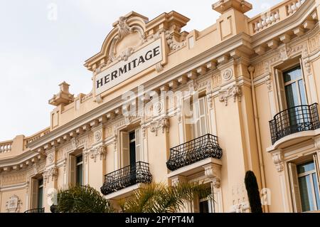 Monte Carlo, Monaco, détail, avant, façade, Bâtiment, Hôtel de luxe Hermitage, Banque D'Images