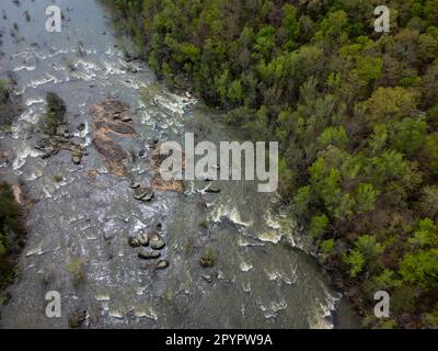 Rochers et rapides de la rivière Catawba en Caroline du Sud Banque D'Images