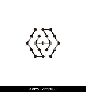 Lettre H hexagone, molécules arrondi symbole géométrique simple logo vecteur Illustration de Vecteur