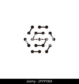 Lettre S hexagone, molécules arrondies symbole géométrique simple logo vecteur Illustration de Vecteur