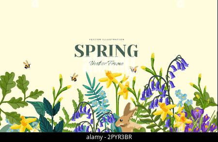 Une collection de fleurs fraîches de printemps pour des motifs, illustration de vecteur de course de pinceau. Illustration de Vecteur