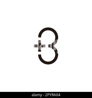 Numéro 3 plus, symbole géométrique B simple logo vector Illustration de Vecteur