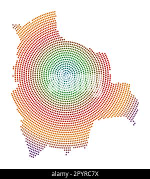 Carte en pointillés de la Bolivie. Forme numérique de la Bolivie. Icône technologique du pays avec points en dégradé. Illustration vectorielle authentique. Illustration de Vecteur